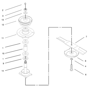 Spindle Housing Assembly 1 Diagram and Parts List for 30299TE (230000001-230999999)(2003) Toro Lawn Mower