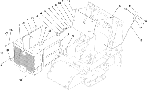 Grill Assembly Diagram and Parts List for 22323 400000000 - 401799999 Toro Lawn Tractor Accessories