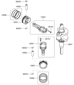Piston And Crankshaft Assembly Diagram and Parts List for 22973G 400000000 - 401999999 Toro Lawn Tractor Accessories