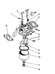 Carburetor Assembly Diagram and Parts List for 16780 4000001 - 4999999 Toro Lawn Mower