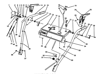 Handle Assembly Diagram and Parts List for 38580 5900001 - 5999999 Toro Snow Blower