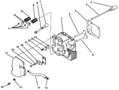 Cylinder Head/Valve/Breather Diagram and Parts List for 72043 6900001 - 6999999 Toro Lawn Tractor
