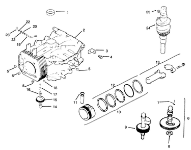 Crankcase Diagram and Parts List for 30176 690001 - 691912 Toro Lawn Tractor Accessories