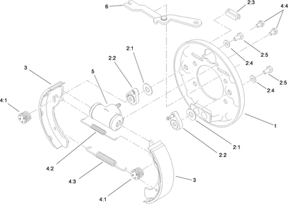 Left Hand Brake Assembly No. 104-6807 Diagram and Parts List for 12004TC 280000001 - 280999999 Toro Lawn Tractor