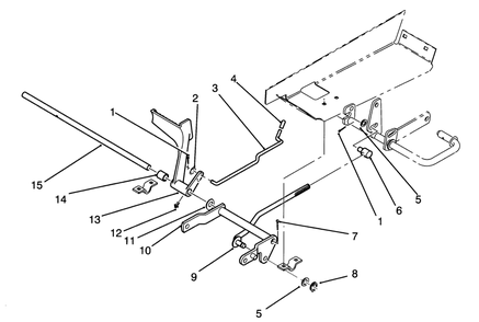 Brake Pedal Assembly Diagram and Parts List for 72081 3900001 - 3999999 Toro Lawn Tractor