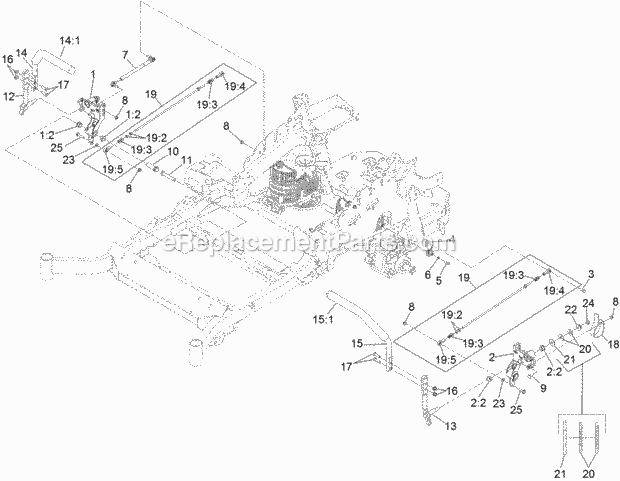 Motion Control Assembly Diagram and Parts List for 74954 313000001-313999999 Toro Lawn Mower
