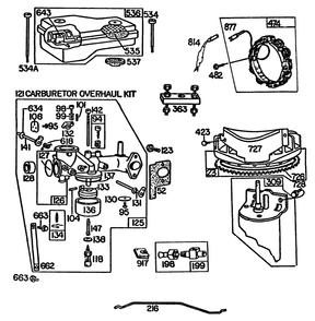 Engine Briggs & Stratton Model 252707-0637-01 (Model 57360) Diagram and Parts List for 57360 3000001 - 3999999 Toro Lawn Tractor