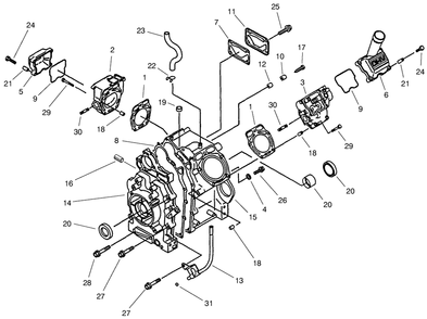 Crankcase Assembly Diagram and Parts List for 73545 8900001 - 8999999 Toro Lawn Tractor