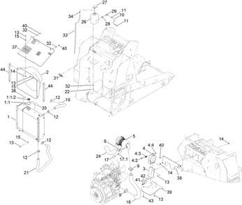 Radiator And Air Cleaner Assembly Diagram and Parts List for 22327 408000000 - 408833892 Toro Lawn Tractor Accessories