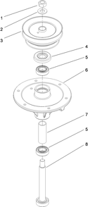 Spindle Assembly 1 Diagram and Parts List for 39488 (312000001-312999999)(2012) Toro Lawn Mower