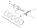 Piston And Rings Diagram and Parts List for 73401 3900001-3999999 - 1993 Toro Lawn Tractor