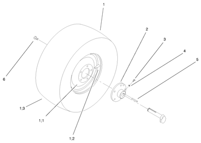 Rear Wheel Assembly Diagram and Parts List for 72047 9900001 - 9999999 Toro Lawn Tractor