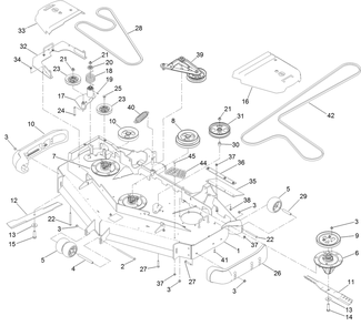 Deck Assembly Diagram and Parts List for 74943 402100000-403011066 Toro Lawn Tractor