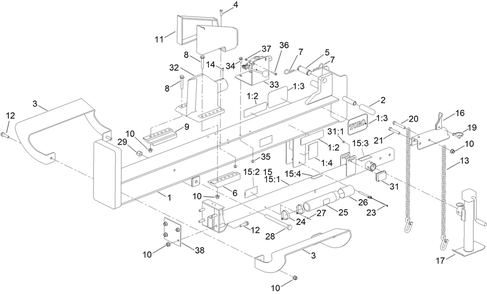Frame And Jack Assembly Diagram and Parts List for 23618 412400000 - 999999999 Toro Log Splitter