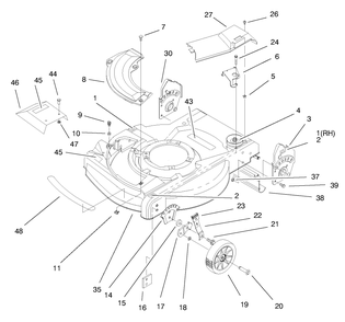 Part Location Diagram of 105-8604 Toro Left Hand Handle Bracket ASM