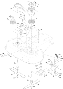 Blade And Spindle Assembly Diagram and Parts List for 22205TE 400000000-400699999 Toro Lawn Mower