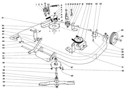 36" Mower Assembly Diagram and Parts List for 55150 9000001 - 9999999 Toro Lawn Tractor