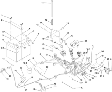 Electrical Assembly Diagram and Parts List for 74450TE (310000001-310999999)(2010) Toro Lawn Mower