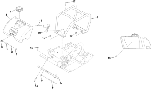 Roll Cage And Water Tank Assembly Diagram and Parts List for 68027 402300000 - 404319999 Toro Lawn Tractor
