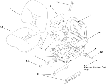 Deluxe Seat Assembly Diagram and Parts List for 74281TE (270000001-270000300)(2007) Toro Lawn Tractor