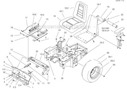 Main_Frame_Assembly Diagram and Parts List for 74179  Toro Lawn Mower