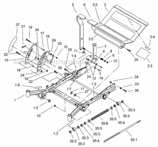 Front_Frame_Assembly Diagram and Parts List for 74225 220000001-220999999 Toro Lawn Mower