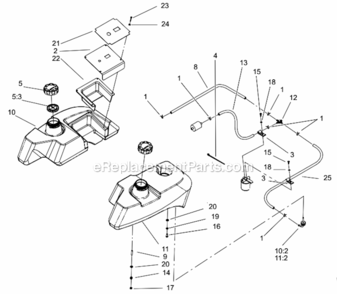 Tank_And_Fuel_Line_Assembly Diagram and Parts List for 74225 220000001-220999999 Toro Lawn Mower