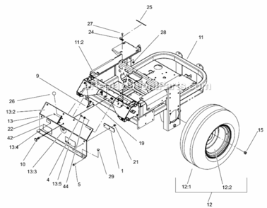 Rear_Frame_And_Wheel_Assembly Diagram and Parts List for 74225 220000001-220999999 Toro Lawn Mower