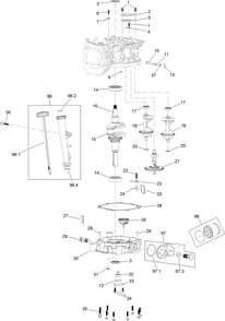 Crankcase Assembly Diagram and Parts List for 33522 402263122 - 410999999 Toro Trimmer