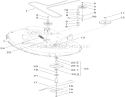 42 Inch Deck Belt Drive, Spindle and Blade Assembly Diagram and Parts List for 74365 310000001-310999999 - 2010 Toro Lawn Tractor