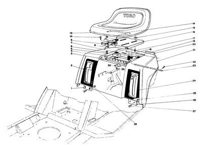Rear Body & Seat Assembly Diagram and Parts List for 57357 4000001 - 4999999 Toro Lawn Tractor