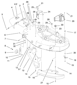 Baffle & Cover Assembly Diagram and Parts List for 79108 8900001 - 8999999 Toro Lawn Mower