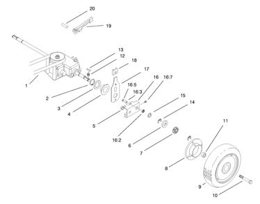 Gear Case & Rear Wheel Assembly Diagram and Parts List for 22161 8900001 - 8999999 Toro Lawn Mower