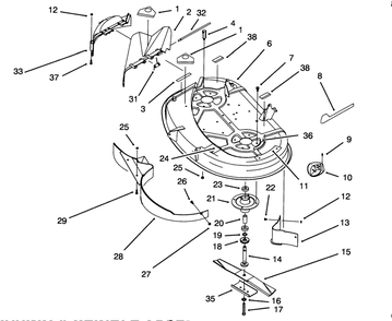 Housing & Spindle Assembly (38" Cutting Unit) (Model No. 71191 Only) Diagram and Parts List for 71191 4900001 - 4999999 Toro Lawn Tractor