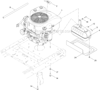Engine_And_Muffler_Assembly Diagram and Parts List for 74621 312000001-312999999 Toro Lawn Tractor
