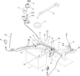 Battery_And_Electrical_Assembly Diagram and Parts List for 74621 312000001-312999999 Toro Lawn Tractor