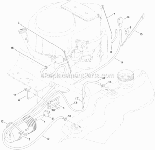 Fuel_Delivery_System_Assembly Diagram and Parts List for 74625 314000001 - 314999999 Toro Lawn Tractor