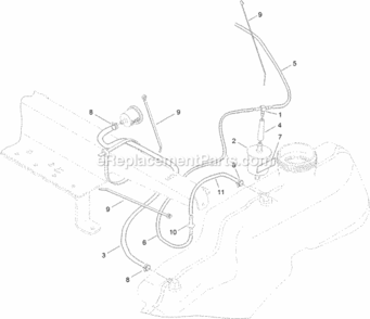 Part Location Diagram of 120-2272 Toro HOSE-FUEL, MOLDED