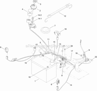 Battery_And_Electrical_Assembly Diagram and Parts List for 74626 313000001 - 313999999 Toro Lawn Tractor