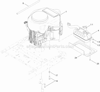 Engine_And_Muffler_Assembly Diagram and Parts List for 74631 313000001 - 313999999 Toro Lawn Tractor
