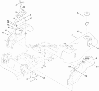 Body_Styling_And_Fuel_Pod_Assembly Diagram and Parts List for 74631 313000001 - 313999999 Toro Lawn Tractor