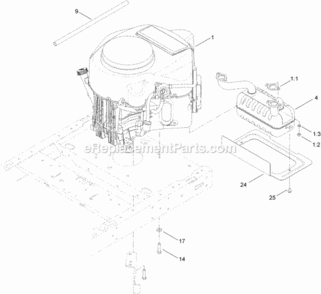 Engine_And_Muffler_Assembly Diagram and Parts List for 74631 314000001 - 314999999 Toro Lawn Tractor
