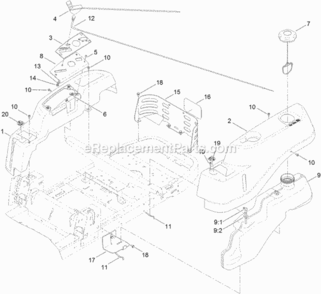 Part Location Diagram of 119-8872 Toro DECAL-PANEL, CONTROL