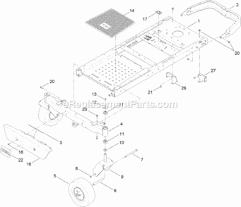 Part Location Diagram of 117-7403-01 Toro FRAME Assembly