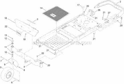 Frame_Front_Axle_And_Caster_Wheel_Assembly Diagram and Parts List for 74632 312000001 - 312999999 Toro Lawn Tractor