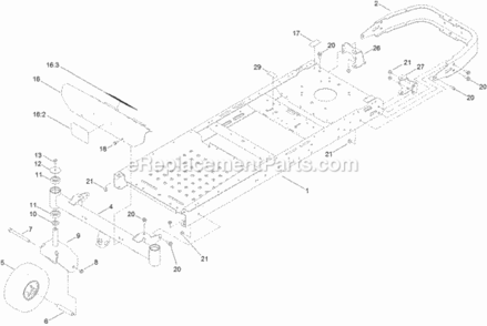Frame_Front_Axle_And_Caster_Wheel_Assembly Diagram and Parts List for 74633 313100001 - 313999999 Toro Lawn Tractor