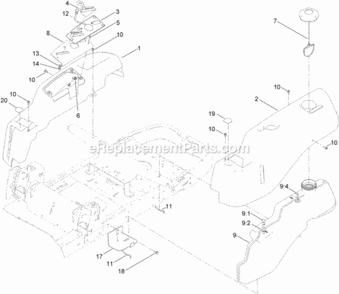 Body_Styling_And_Fuel_Pod_Assembly Diagram and Parts List for 74633 313100001 - 313999999 Toro Lawn Tractor