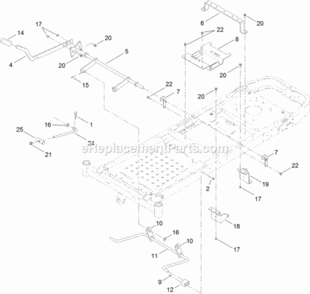 Deck_Lift_Assembly Diagram and Parts List for 74633 313100001 - 313999999 Toro Lawn Tractor