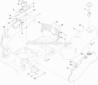 Body_Styling_And_Fuel_Pod_Assembly Diagram and Parts List for 74635 314000001 - 314999999 Toro Lawn Tractor