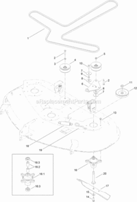 50_Inch_Deck_Belt_Spindle_And_Blade_Assembly Diagram and Parts List for 74637 314000001 - 314999999 Toro Lawn Tractor